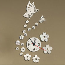 Load image into Gallery viewer, Butterfly Flower Wall Clock Sticker 3D
