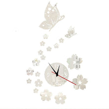 Load image into Gallery viewer, Butterfly Flower Wall Clock Sticker 3D