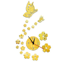 Load image into Gallery viewer, Butterfly Flower Wall Clock Sticker 3D